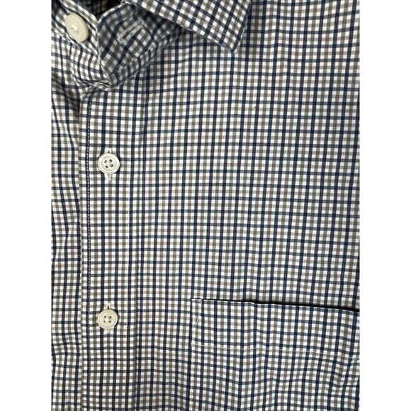 J Crew Thompson Button Up Shirt Mens Size Medium White Blue Beige Check EUC - Picture 4 of 10